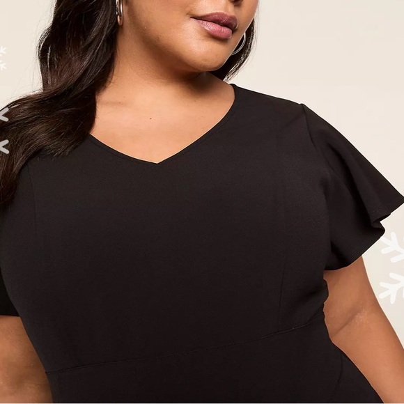Lane Bryant Lena V-Neck High-Low Midi Dress Black - Picture 2 of 9